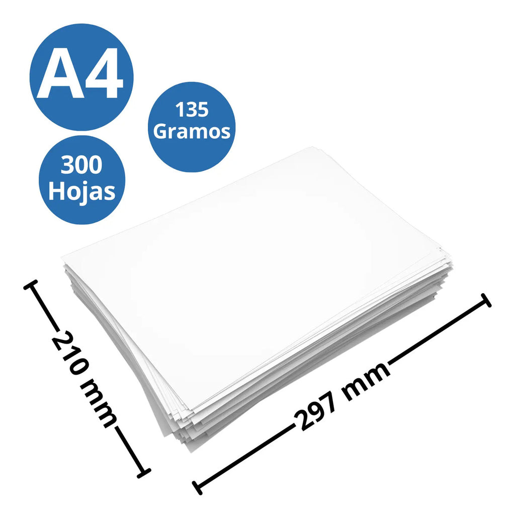 Papel Fotográfico Adhesivo Pack 300 Hojas 135gr A4 Brillante