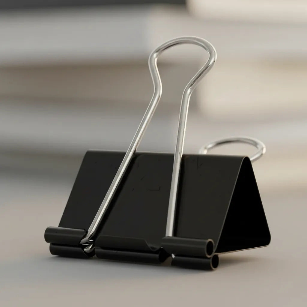 Clip Doble Negro 15mm Adix, Pack 12 Unidades