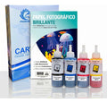 Kit Impresión De 4 Tintas Univ. 100ml  + 20 Hj Foto Glossy 150gr + Resma Carta 500 Hj