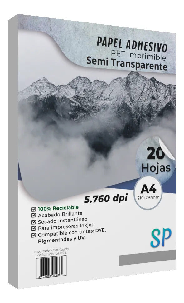 Pack 3 Papeles Adhesivos A4: Blanco 135g, PET y Vinílico