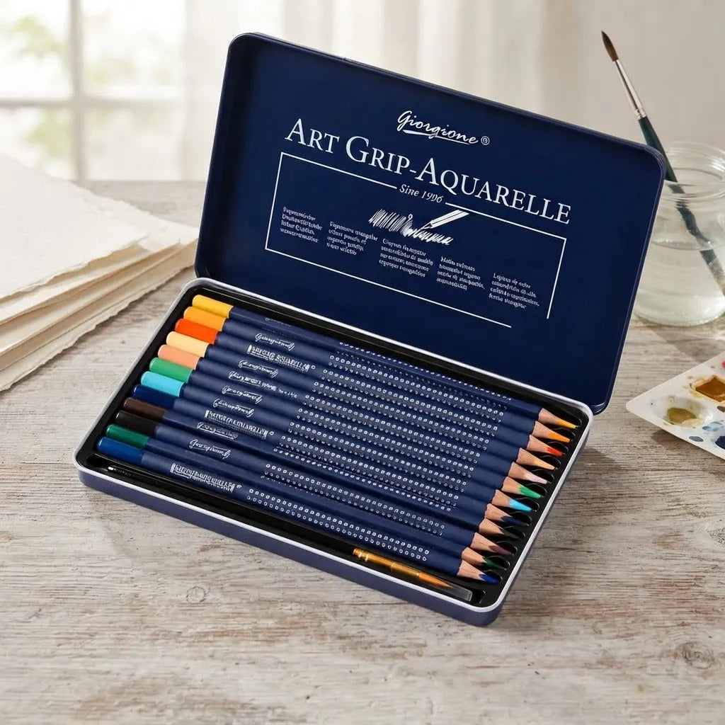 Lápices de Color Acuarelables Giorgione 12u + Pincel