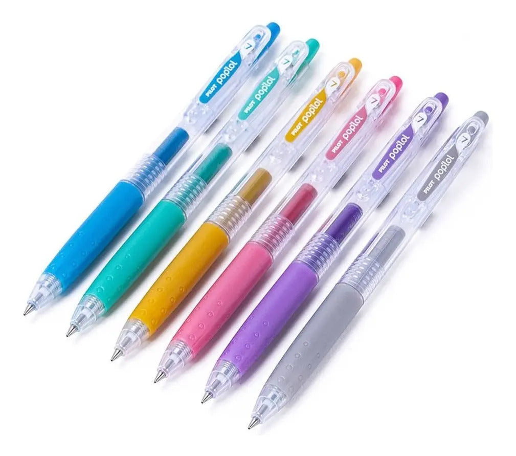 Set 6 Lápices Gel Pop Lol Pilot Trazo Metálicos 0.7 Mm