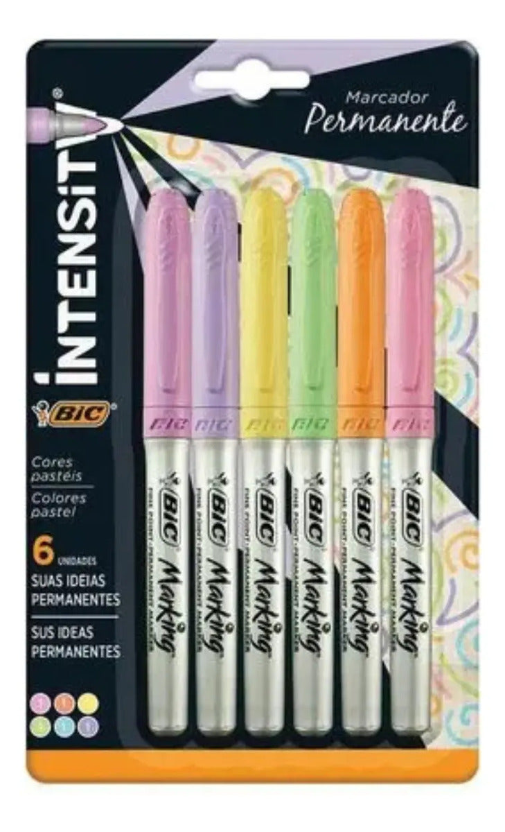 Marcadores Bic Grip Intensity 6 Colores Pastel