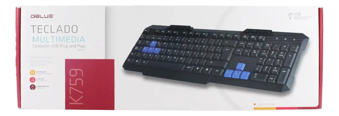 Teclado Multimedia USB DBlue Silencioso con 8 Teclas