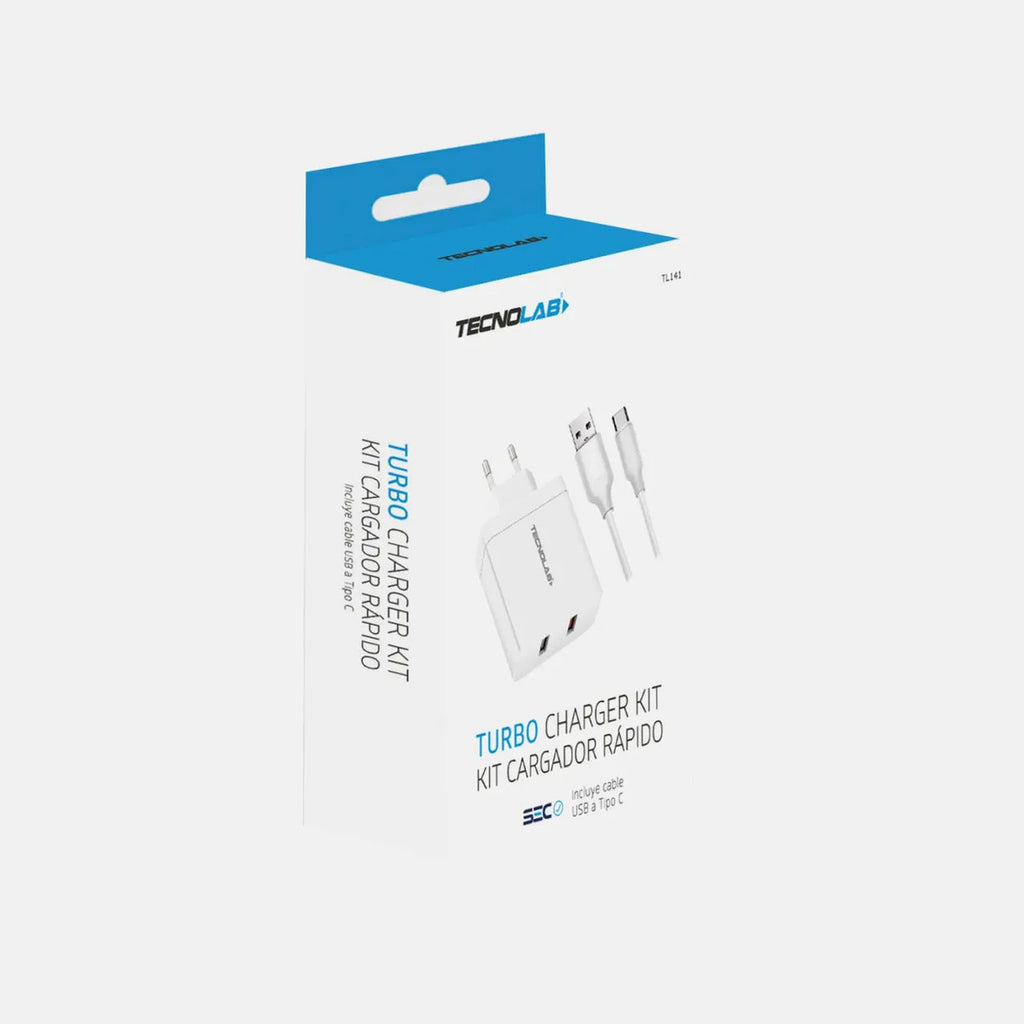 Cargador Rápido Tecnolab 30W QC 3.0 con Cable USB-C