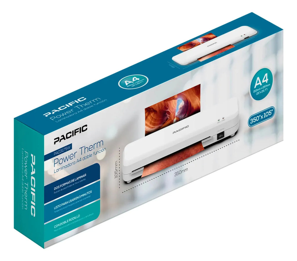 Termolaminadora Portatil Tamaño A4 Pacific Pac01175w Blanco