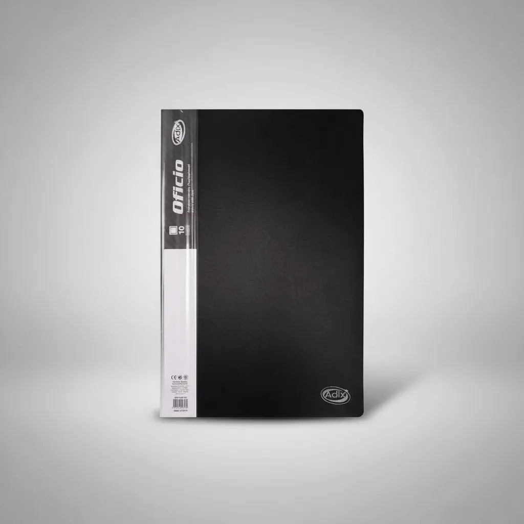 Carpeta Oficio Adix con 10 Fundas, Negro