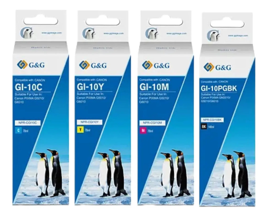 Pack 4 Tintas GI-10 Para Canon G6010 G7010 (4 Colores)