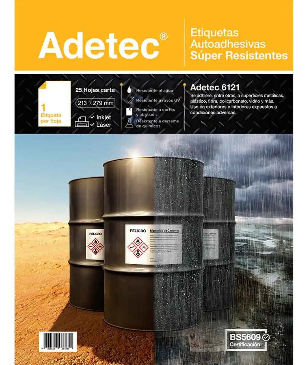 25 Etiquetas Super Resistente UV Inkjet/láser 213x279mm - 6121