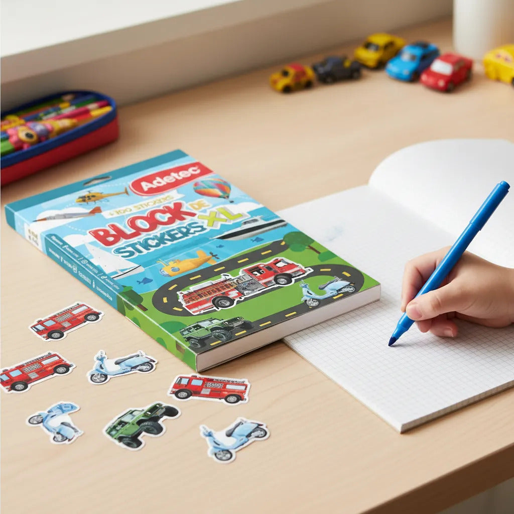 Block de Stickers XL Adetec Vehículos +100 Unidades