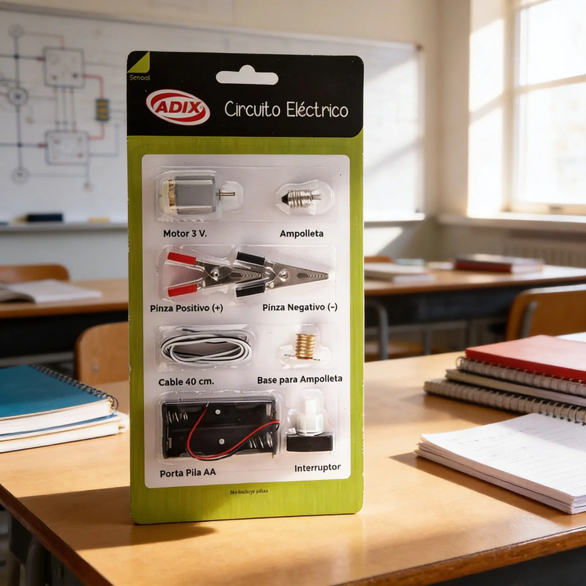 Kit Circuito Eléctrico Con Motor Didáctico Para Manualidades Escolares 8pza