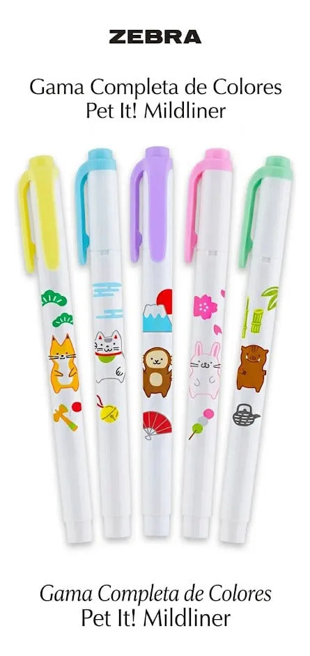 Pack 5 Marcadores Mildliner Pet It Zebra Pastel