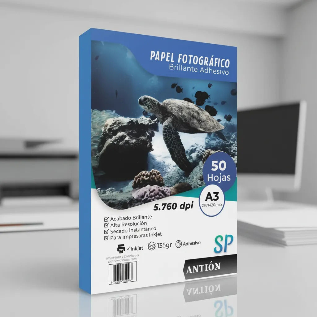 Pack 3 Papeles Adhesivos A4: Blanco 135g, PET y Vinílico