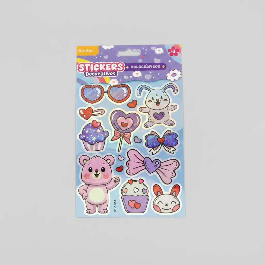 Stickers Holográficos Decorativos Adetec Niños