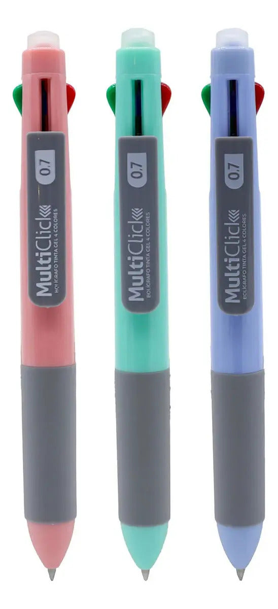 Bolígrafo Adetec Multiclick 4 Colores Tinta Borrable Azul Acero 0.7mm