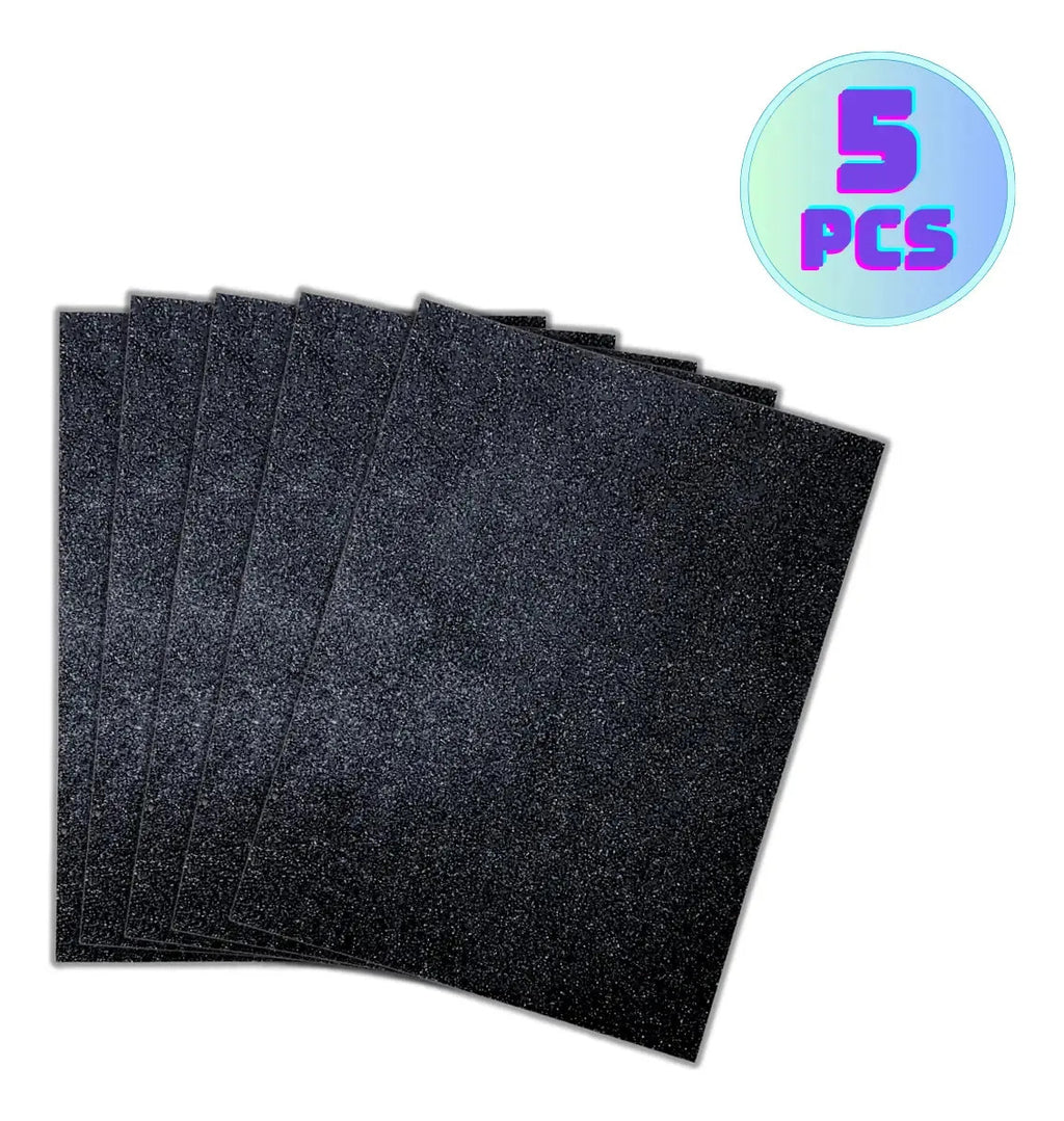 Pack 5 Pliegos de Cartulina con Glitter Negro 50x68 cm
