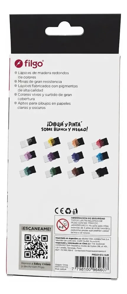 Lápices de Colores Filgo Unipunta x12 Black&White
