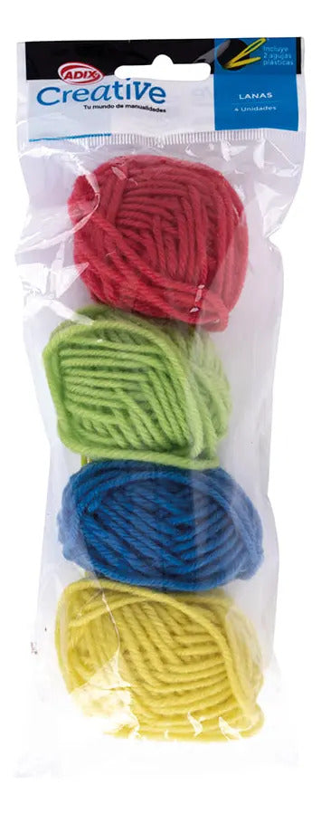 Ovillos de Lana Adix Pack 4ud + 2 Agujas