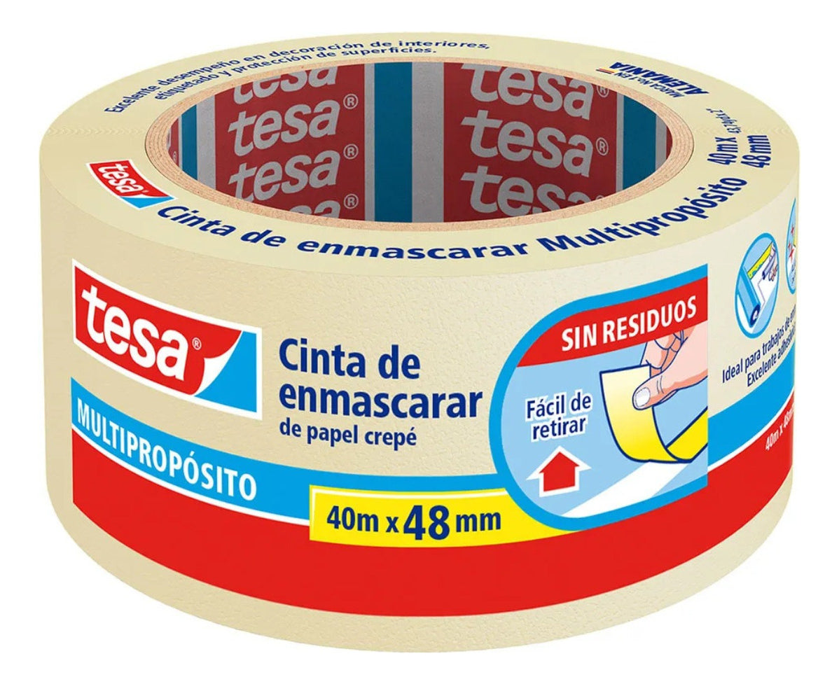 Cinta De Enmascarar Tesa 40m X 48mm Masking Tape Multiuso