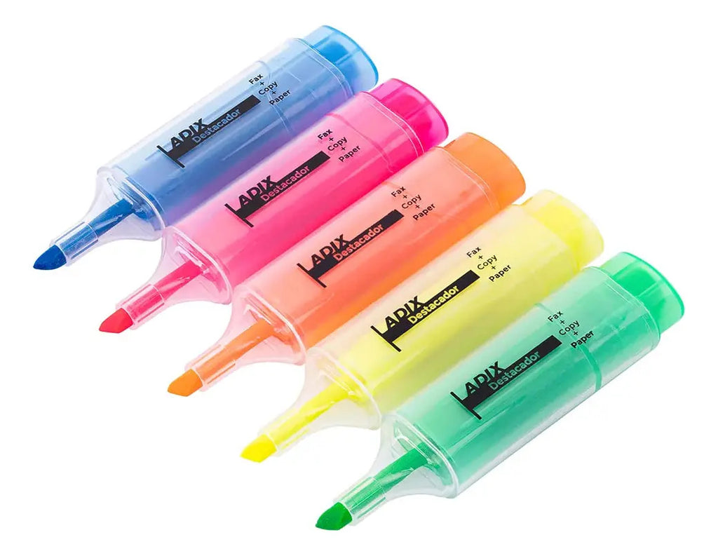 Pack 5 Destacadores Adix, Colores Vibrantes