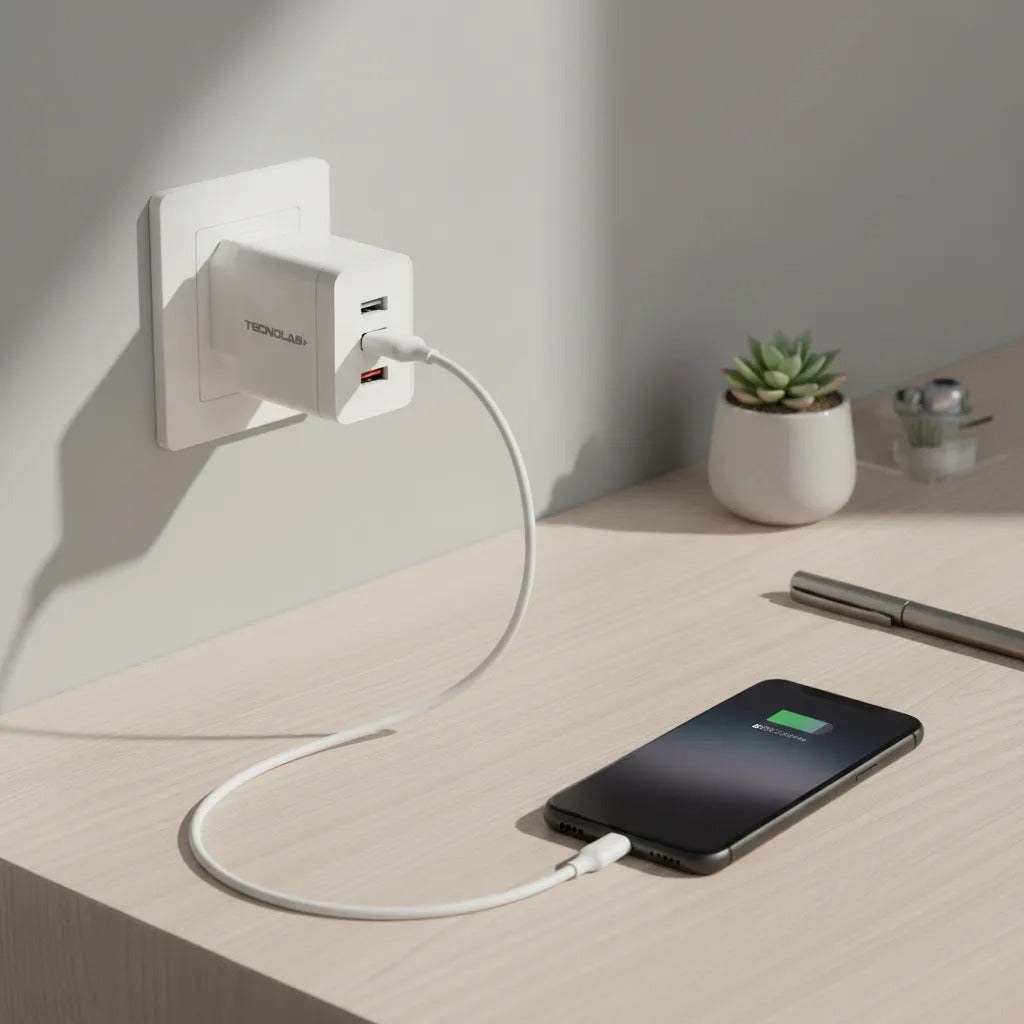 Cargador Rápido Tecnolab 30W QC 3.0 con Cable USB-C