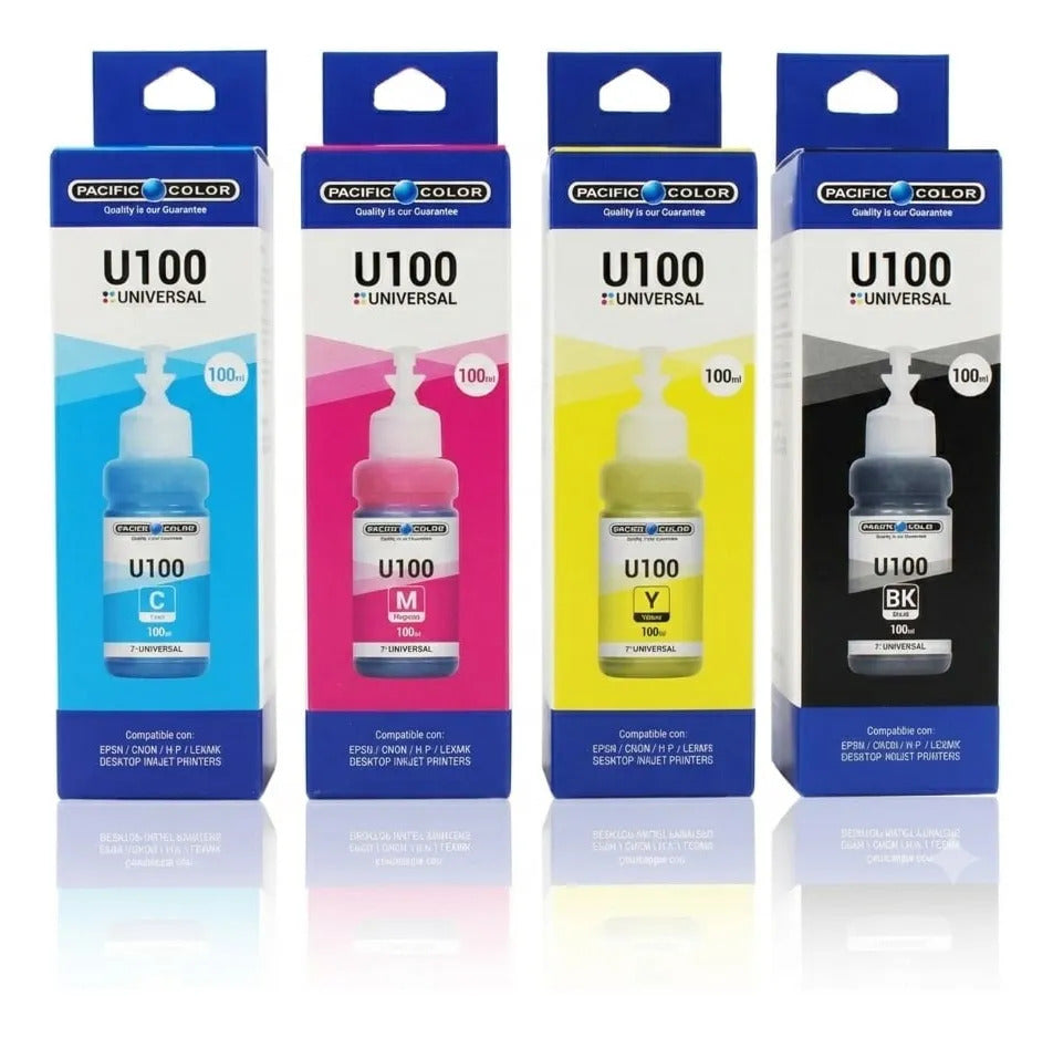 Pack 4 Tintas Pacific Color 100ml Ep/Cn/Hp