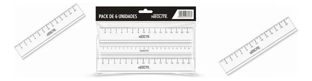 Regla Plástica 20cm Neolite Pack x6