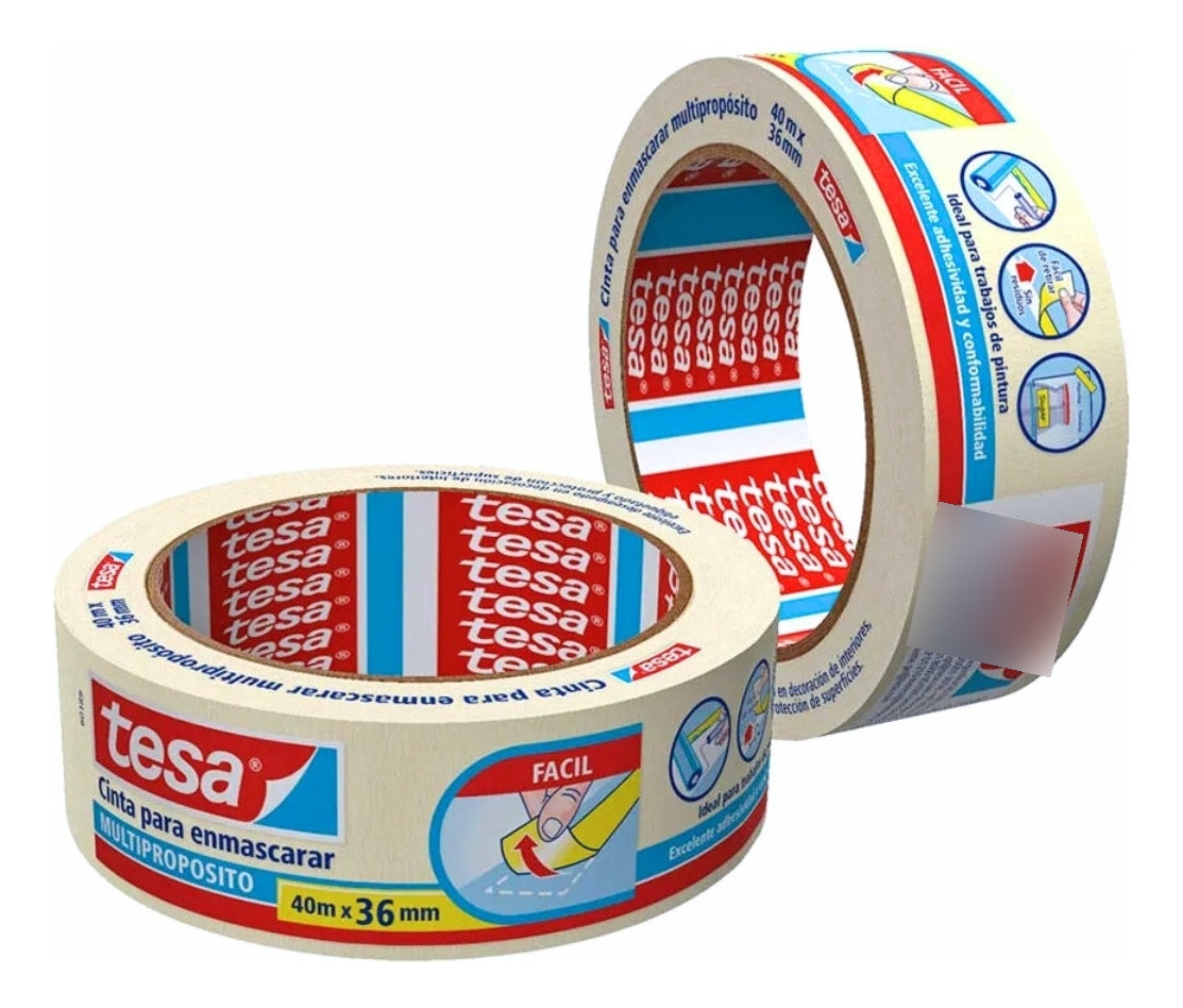 Masking Tape Tesa 36 Mm X 40 M Color Blanco Cinta Enmascarar