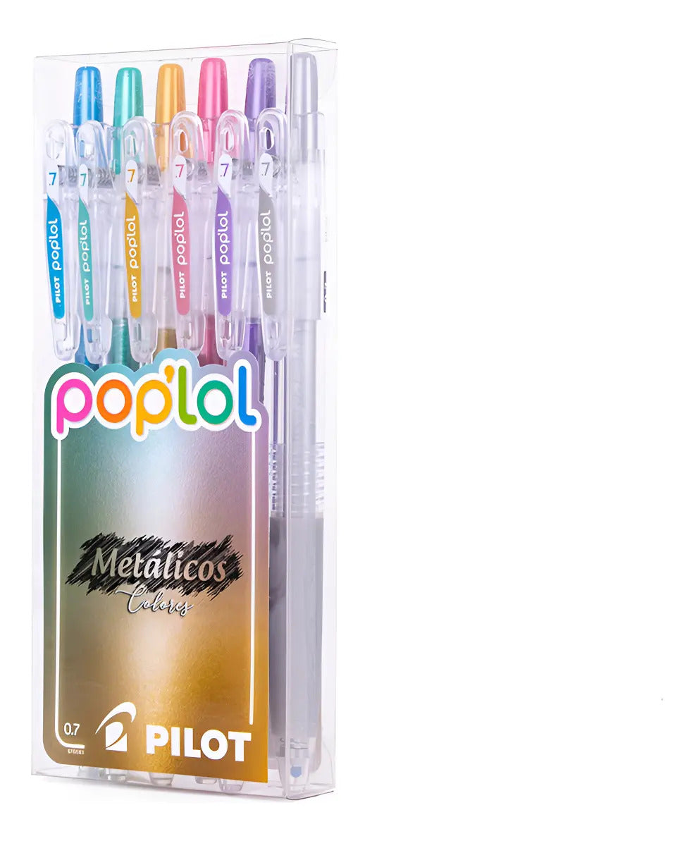 Set 6 Lápices Gel Pop Lol Pilot Trazo Metálicos 0.7 Mm