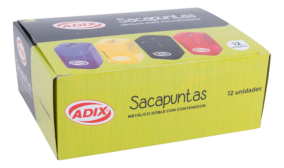 Sacapuntas Metálico Doble Con Depósito Plástico Translúcido Surtido