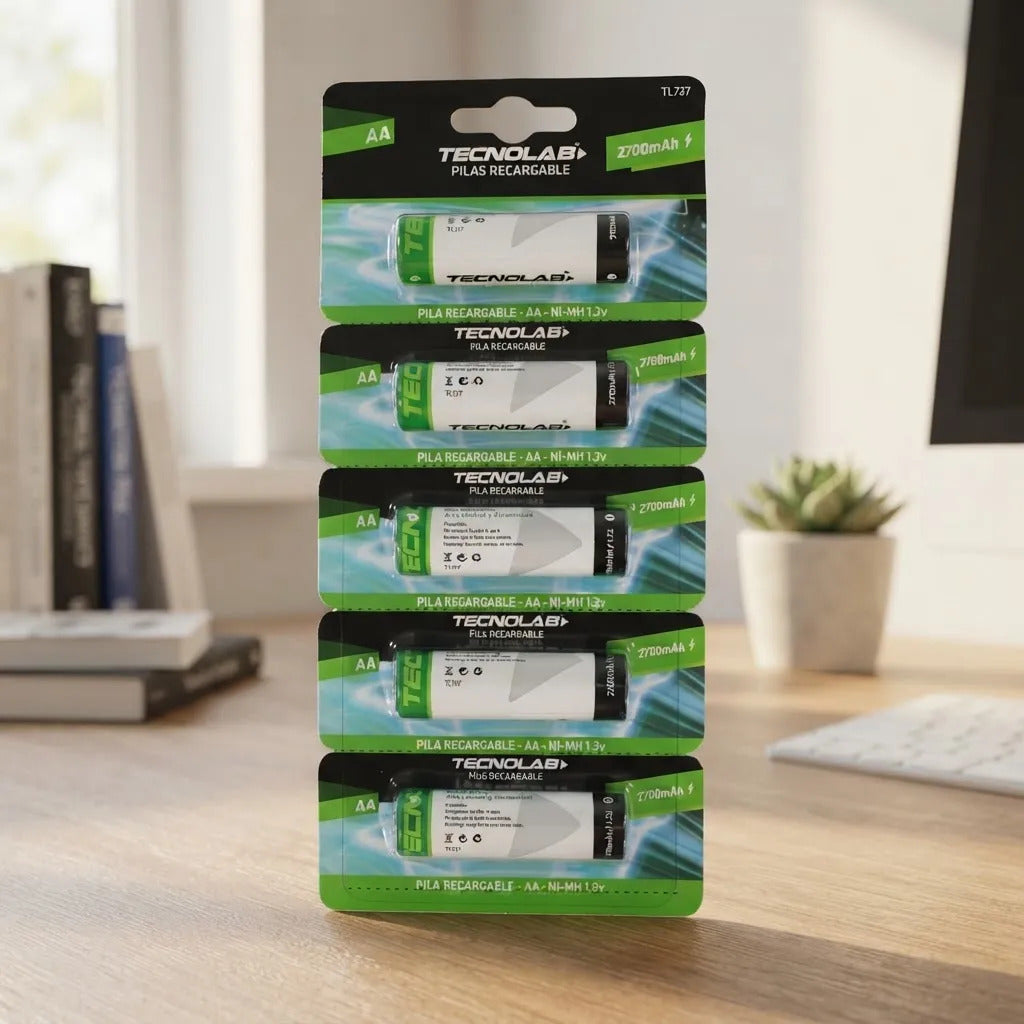Pack 5 Pilas Recargables Tecnolab AA 2700mAh