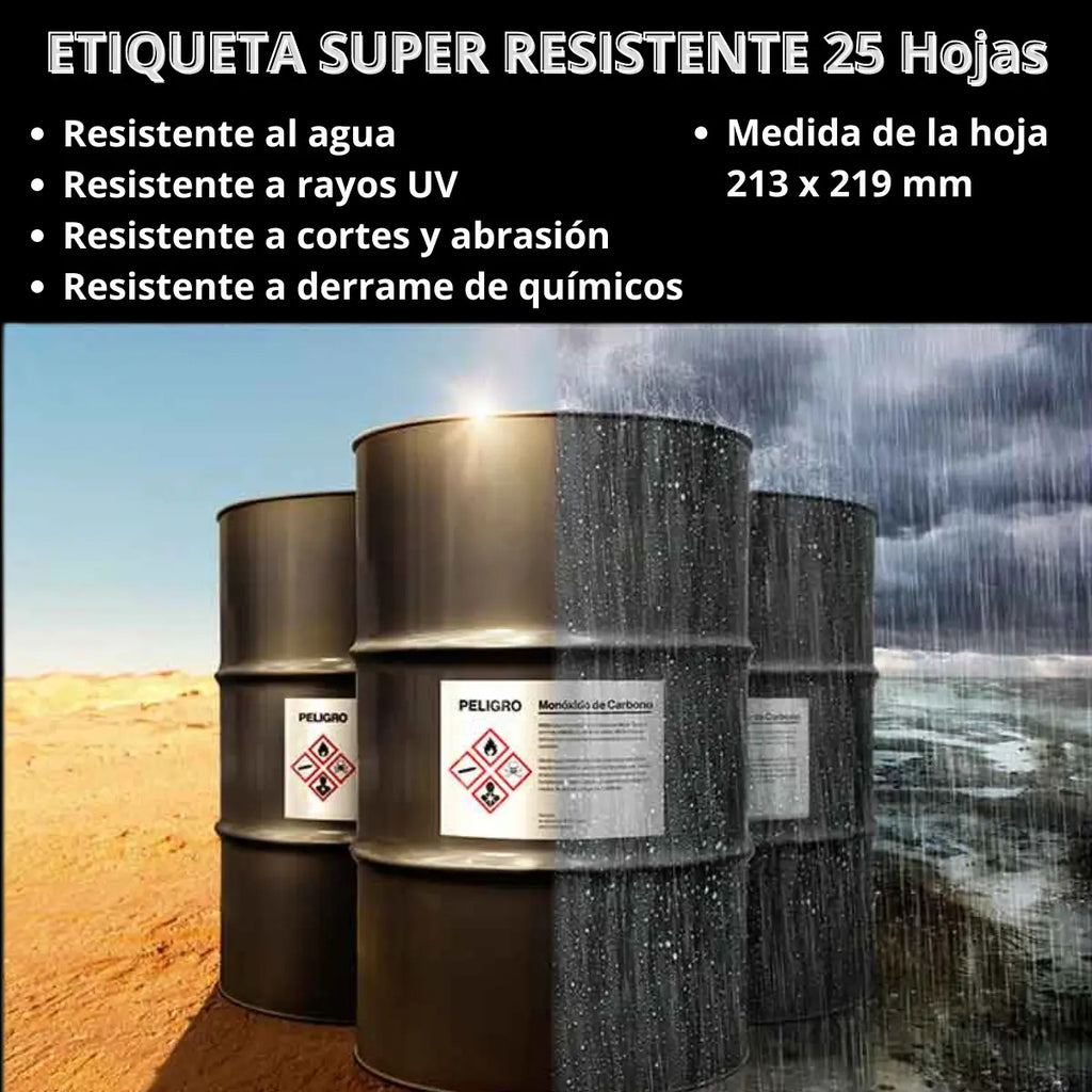 25 Etiquetas Super Resistente UV Inkjet/láser 213x279mm - 6121