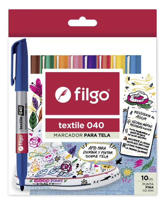 Marcador para Tela Filgo 040 Pack x10 Surtido