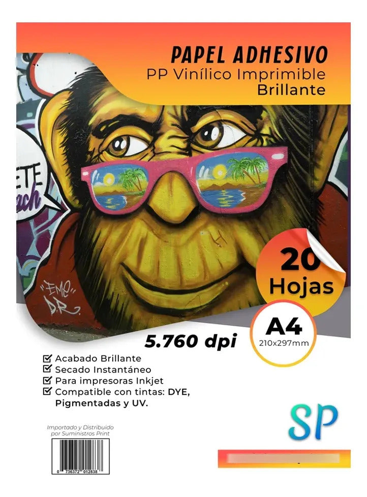 Pack 3 Papeles Adhesivos A4: Blanco 135g, PET y Vinílico