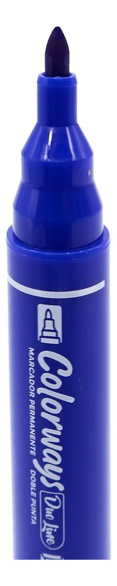 Plumón Permanente Doble Punta Adetec Azul