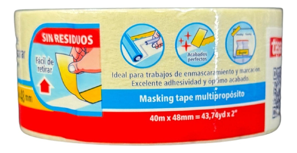 Cinta De Enmascarar Tesa 40m X 48mm Masking Tape Multiuso