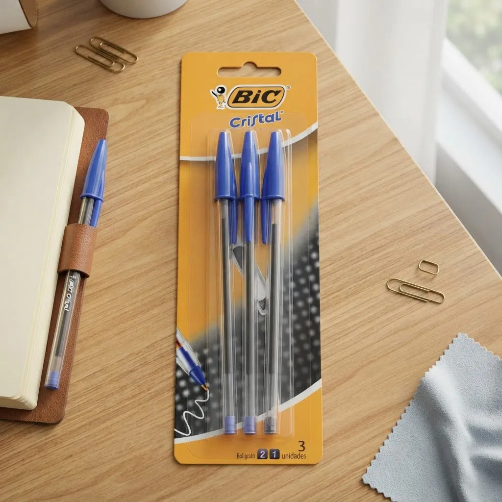 Bolígrafos Bic Cristal 1mm Pack 3 Azul y Negro
