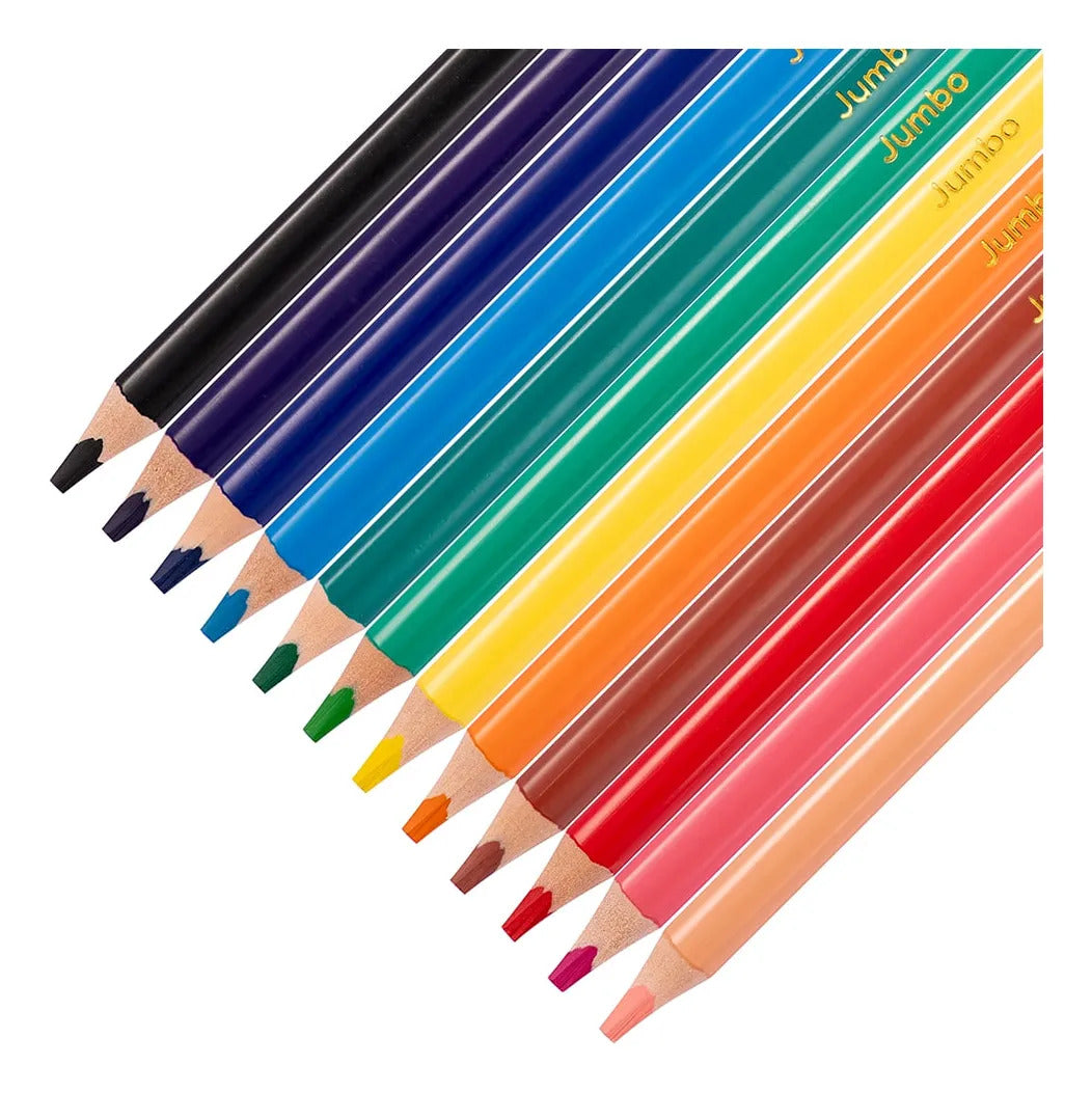 Lápices Jumbo Adix 12 Colores + Sacapuntas