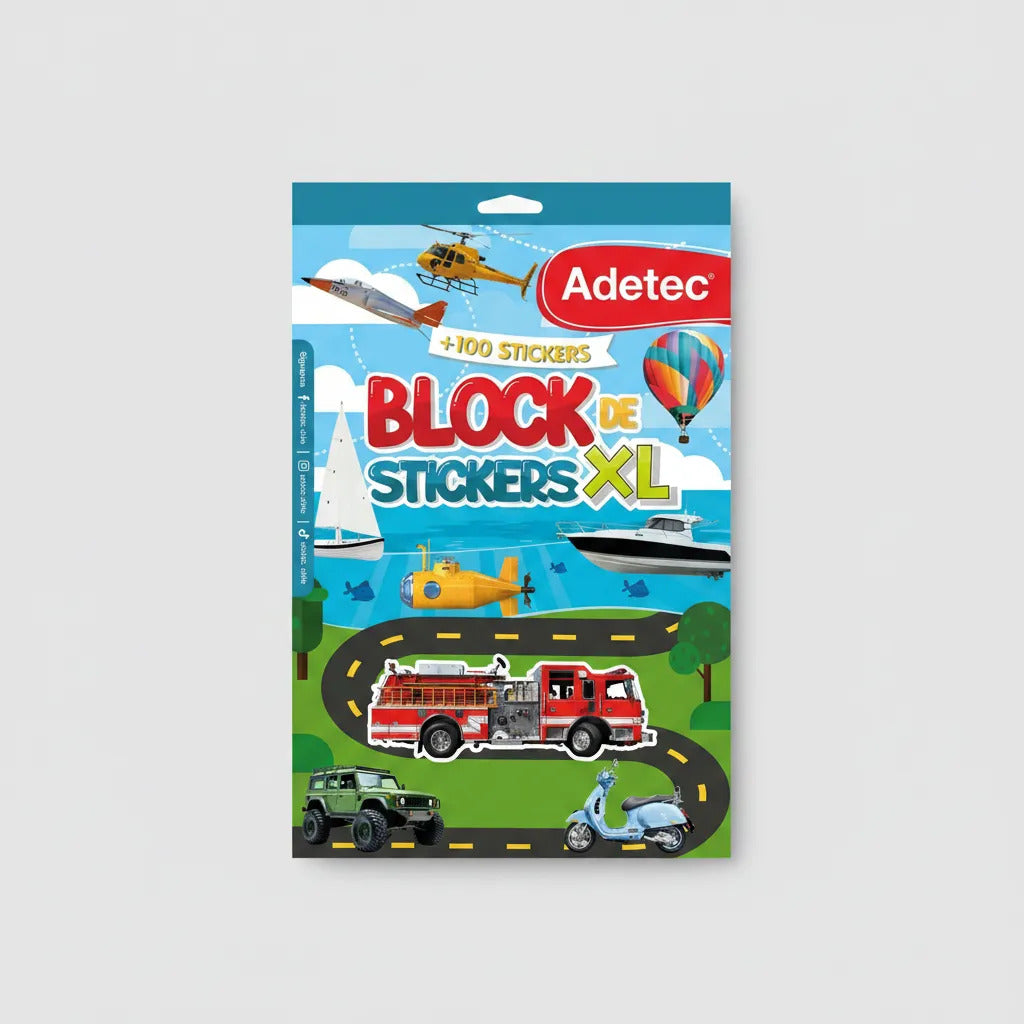 Block de Stickers XL Adetec Vehículos +100 Unidades