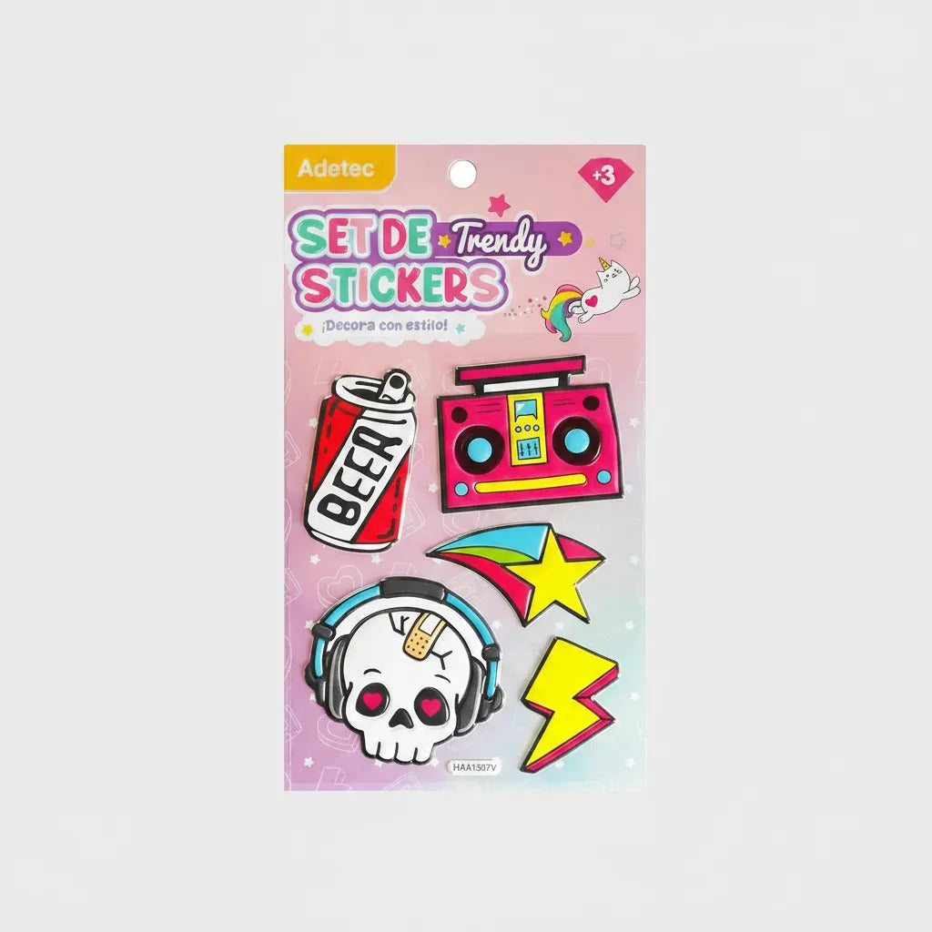 Block de Stickers en Relieve Adetec Diseño Trendy