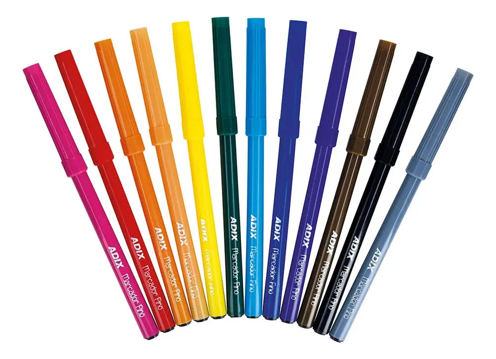 Marcadores Scripto Fino 12 Colores Escolares Lavables Adix