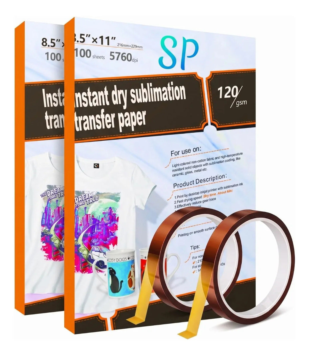 Papel Sublimación 200 Hojas Carta + 2 Cintas Térmicas