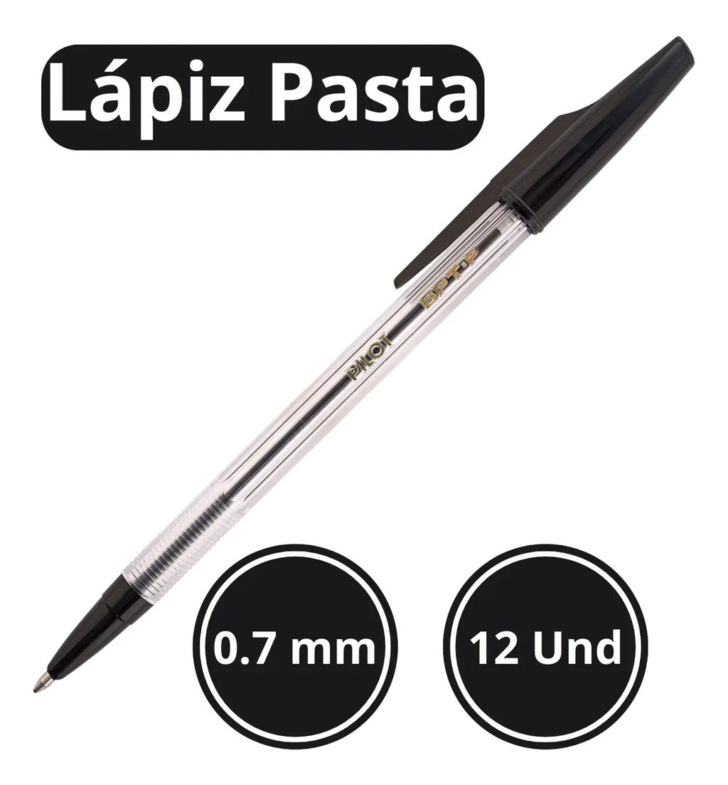 Lápiz Pasta Pilot Bepete 0.7mm Caja 12 Unidades