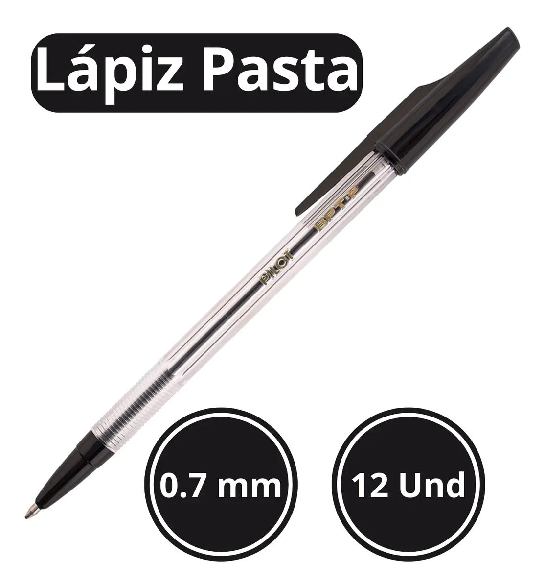 Lápiz Pasta Pilot Bepete 0.7mm Caja 12 Unidades