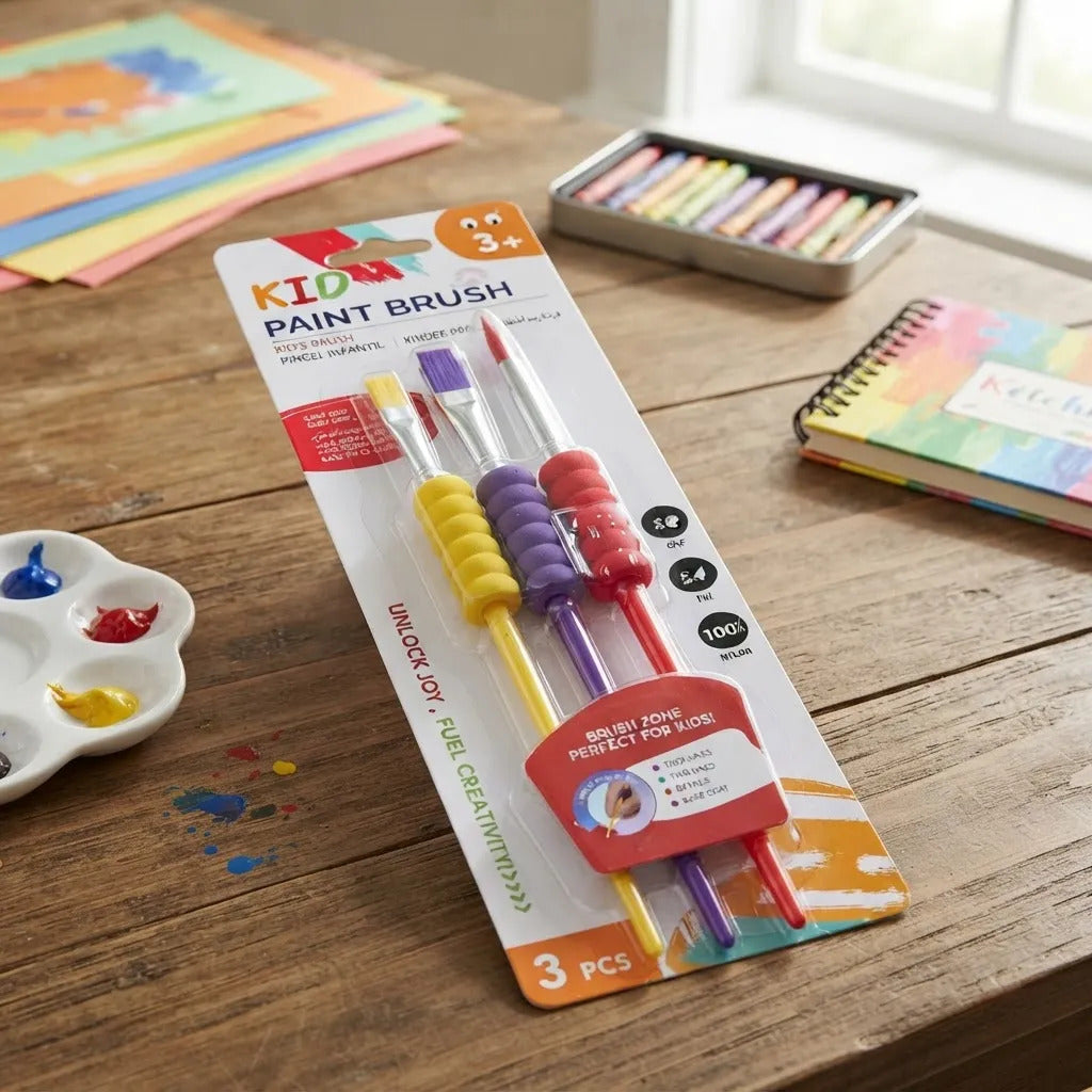 Set 3 Pinceles Infantiles Giorgione Grip Ergonómico