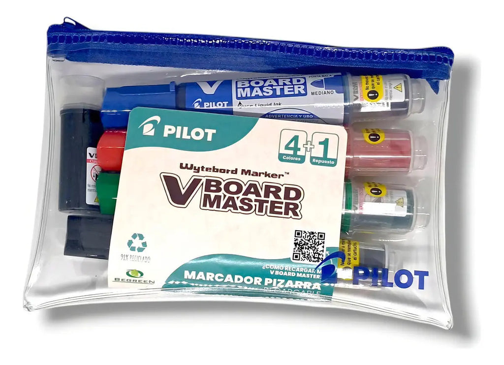 Pack 4 Marcadores Pizarra Pilot V Board + Cartucho