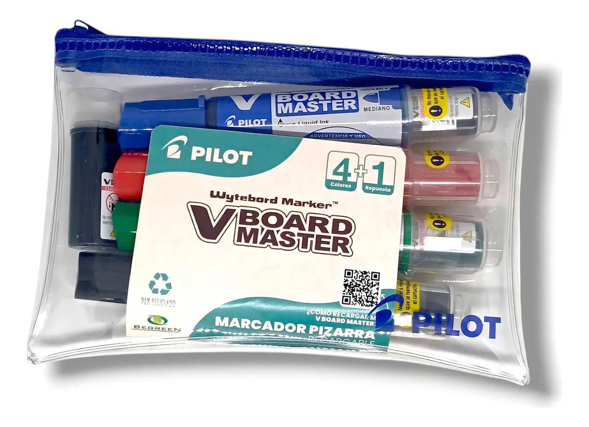 Pack 4 Marcadores Pizarra Pilot V Board + Cartucho