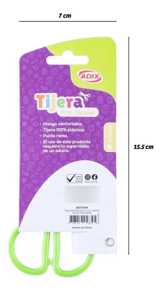 Tijera Pre-escolar Carita Adix 100% Plástica