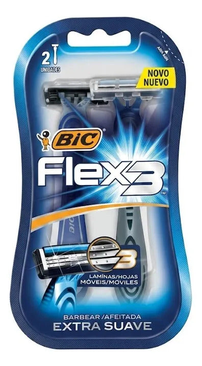Maquinilla Bic Flex3 Desechable 3 Hojas Pack x2