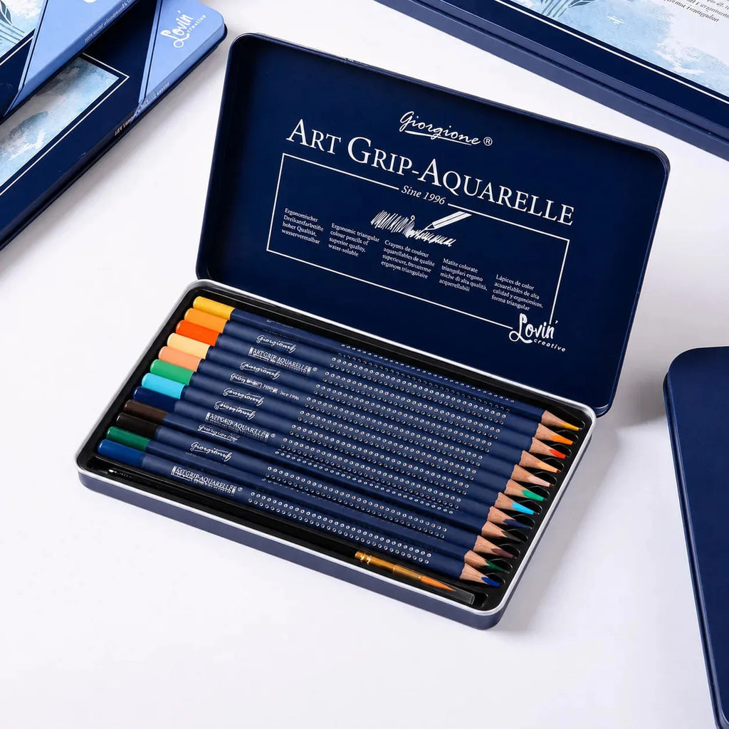 Lápices de Color Acuarelables Giorgione 12u + Pincel